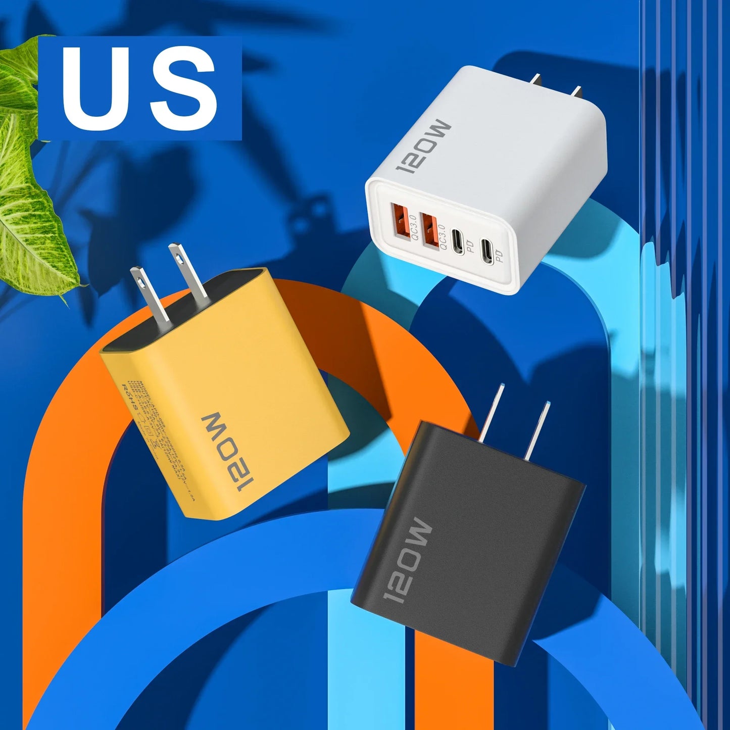 XIAOMI 120W 4 Port Quick Charger USB Type C Fast Charging Data Cable