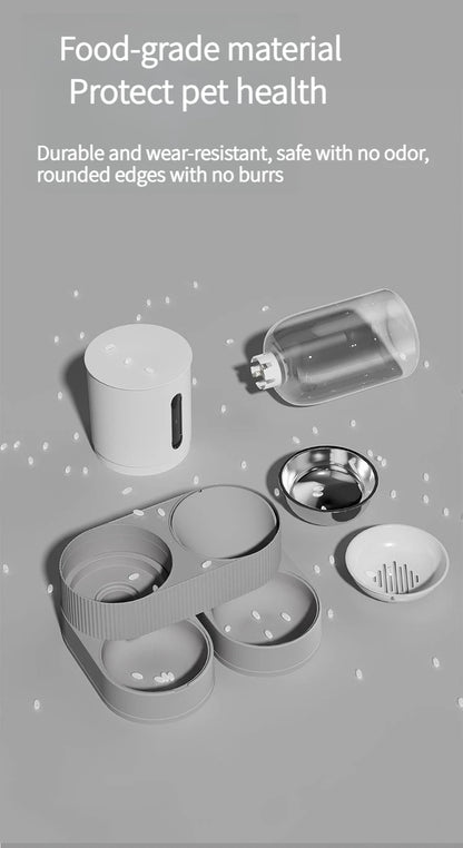 Automatic Pet Feeder and Waterer 2 in 1, Large Capacity Food  Dispenser with Timer, Smart Pet Bowl