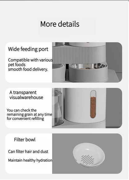 Automatic Pet Feeder and Waterer 2 in 1, Large Capacity Food  Dispenser with Timer, Smart Pet Bowl