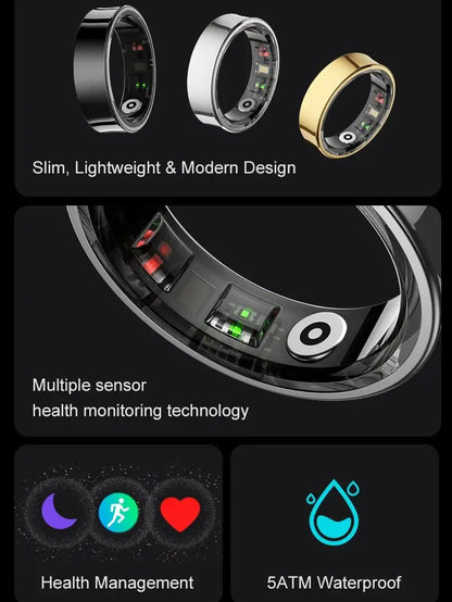 Smart Ring Health Monitor Multi Sport Mode Skin Temperature Measurement