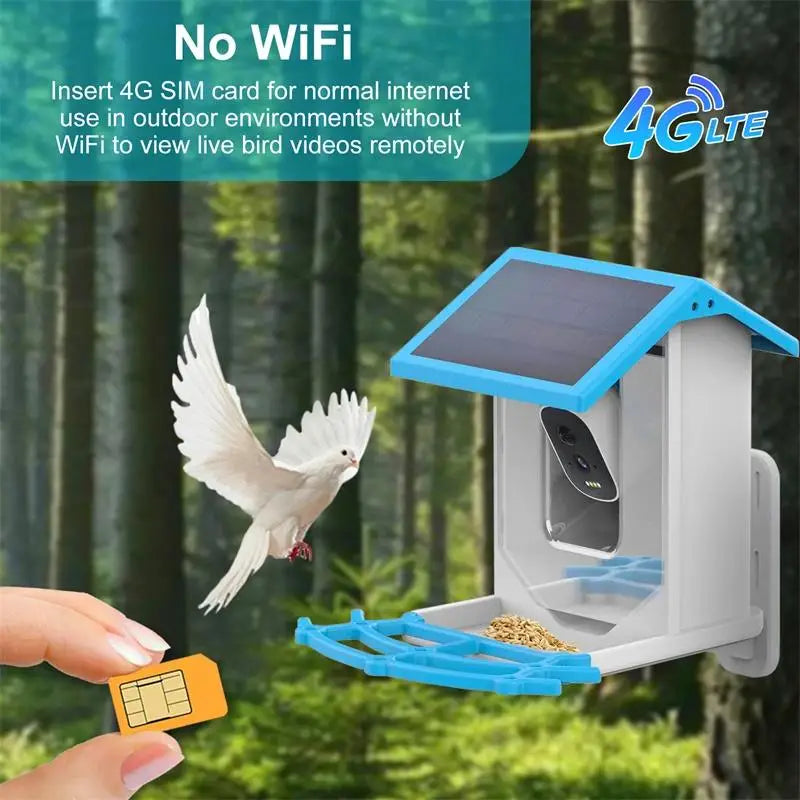Smart Bird Feeder with Camera, Solar Powered, Auto Capture Videos & Notify of Birds Arrival