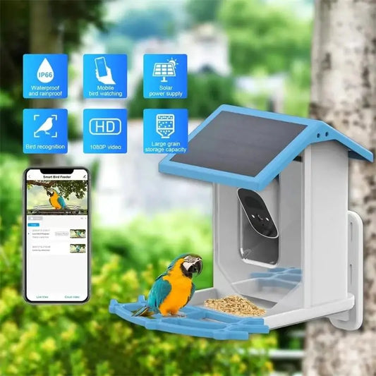 Smart Bird Feeder with Camera, Solar Powered, Auto Capture Videos & Notify of Birds Arrival