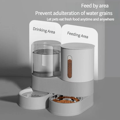 Automatic Pet Feeder and Waterer 2 in 1, Large Capacity Food  Dispenser with Timer, Smart Pet Bowl