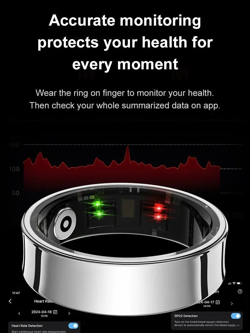 Smart Ring Health Monitor Multi Sport Mode Skin Temperature Measurement