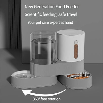 Automatic Pet Feeder and Waterer 2 in 1, Large Capacity Food  Dispenser with Timer, Smart Pet Bowl