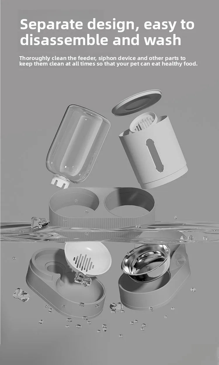 Automatic Pet Feeder and Waterer 2 in 1, Large Capacity Food  Dispenser with Timer, Smart Pet Bowl