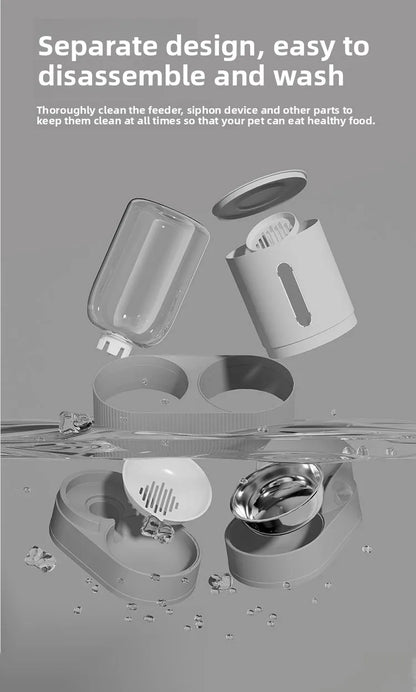 Automatic Pet Feeder and Waterer 2 in 1, Large Capacity Food  Dispenser with Timer, Smart Pet Bowl