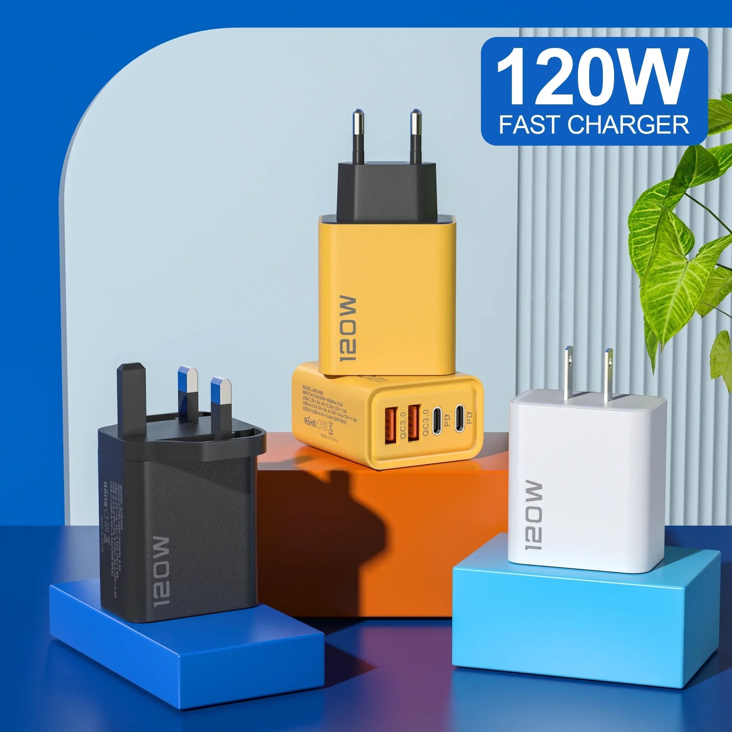 XIAOMI 120W 4 Port Quick Charger USB Type C Fast Charging Data Cable