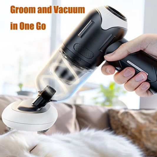 Pro-Grade 39000Pa Pet Hair Vacuum Wireless Rechargeable Grooming Tool for Cats Dogs with Anti-Tangle Tech Household Car Use