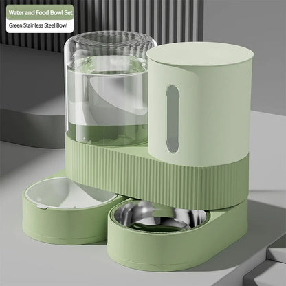 Automatic Pet Feeder and Waterer 2 in 1, Large Capacity Food  Dispenser with Timer, Smart Pet Bowl