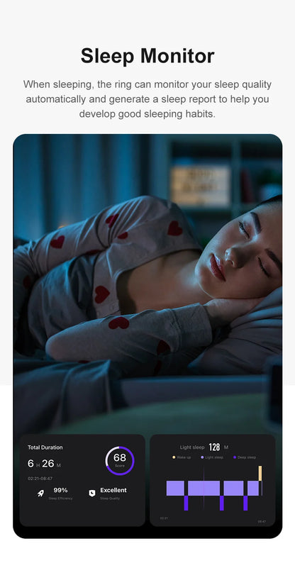 Smart Ring Health Monitor Multi Sport Mode Skin Temperature Measurement