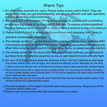 S2S Long Endurance Drone, Dual Camera Wifi  Folding Quadcopter.